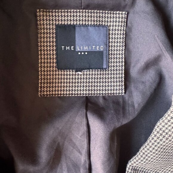 Limited Equestrian Blazer Womens L Jacket Elbow Patches Houndstooth Contrast - Picture 5 of 7